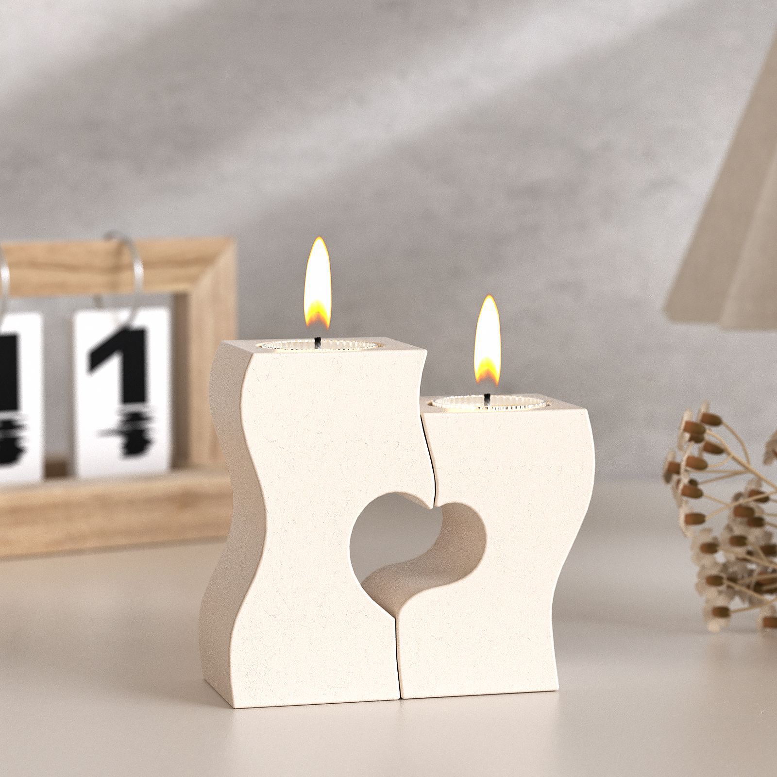 Unity Candle Set - S 하트 촛대 실리콘 몰드 DIY
