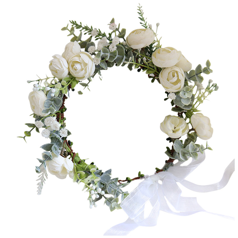 새로운 동백 꽃 화환 크라운 축제 머리띠 여성 헤어 액 - Wedding Arch Flower 리뷰 및 가격