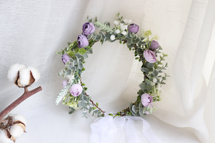 새로운 동백 꽃 화환 크라운 축제 머리띠 여성 헤어 액 - Wedding Arch Flower 리뷰 및 가격