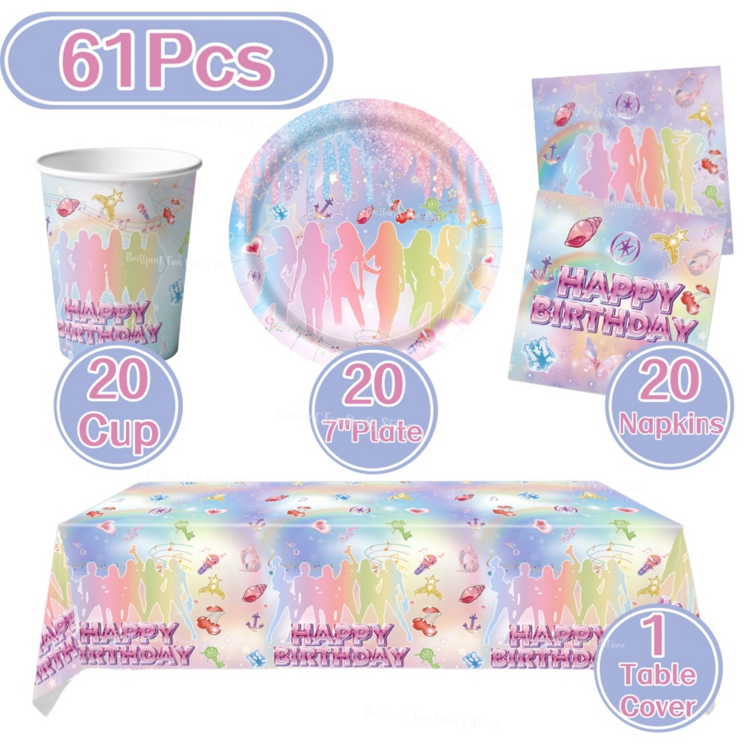 61개입 Kpop 팬 생일 일회용 식기 세트 종이 접시 - Wedding Supply Kit 리뷰 및 가격