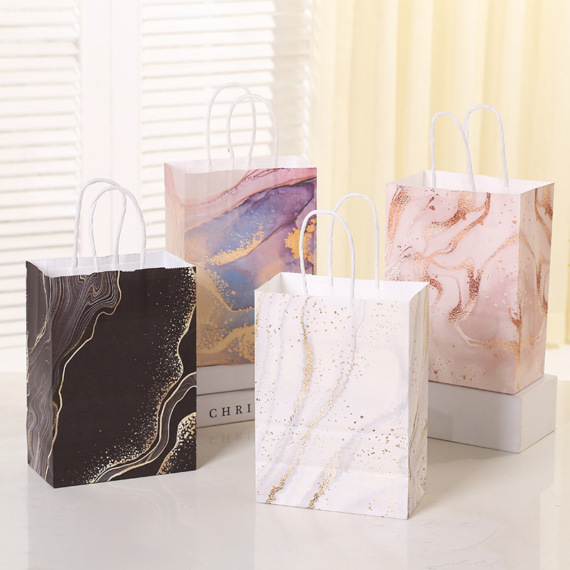 손잡이가 있는 대리석 디자인 크래프트 종이 선물 가방, - Wedding Supply List 리뷰 및 가격