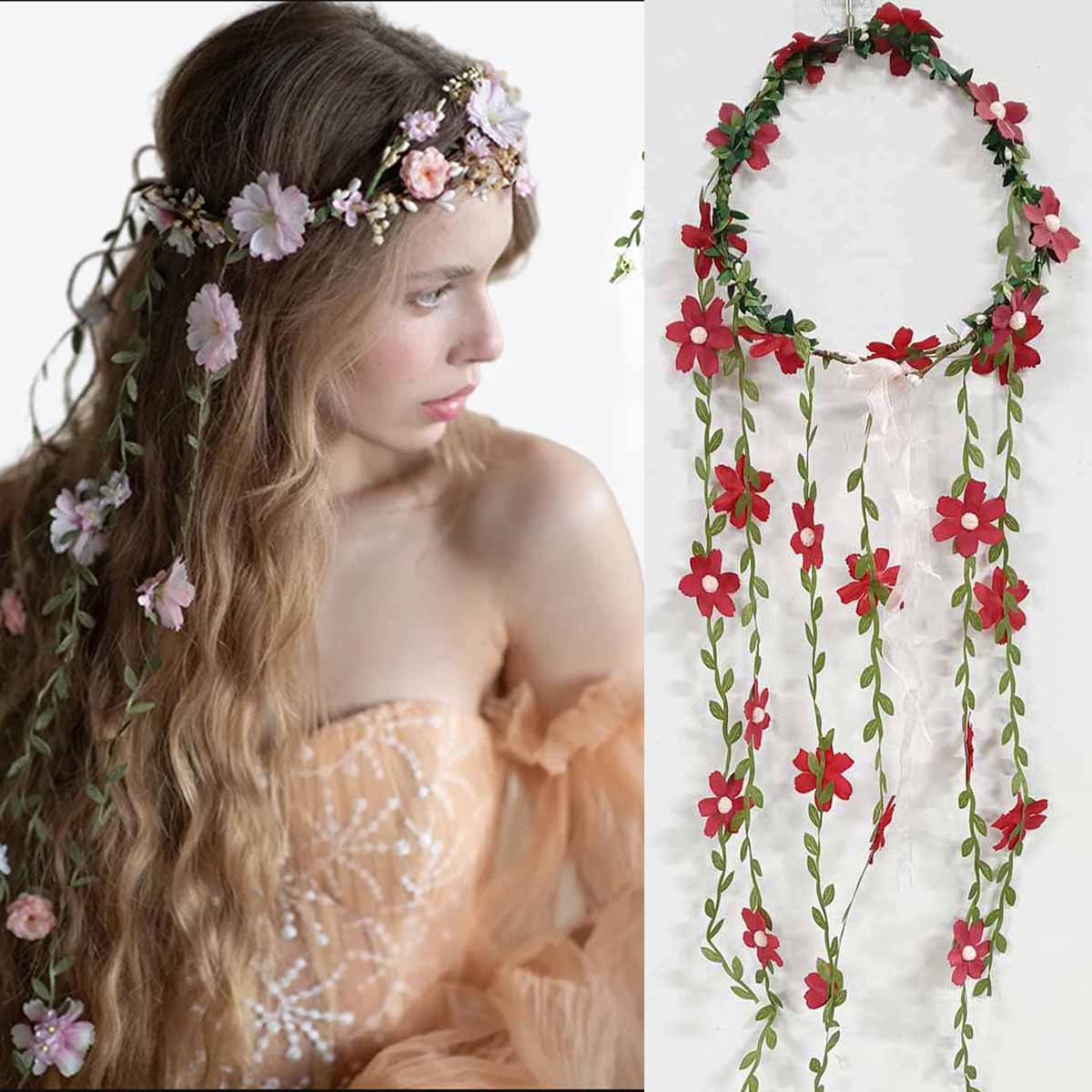 보헤미안 등나무 꽃 덩굴 크라운 머리띠 신부 웨딩 헤어 - Wedding Arch Flower 리뷰 및 가격