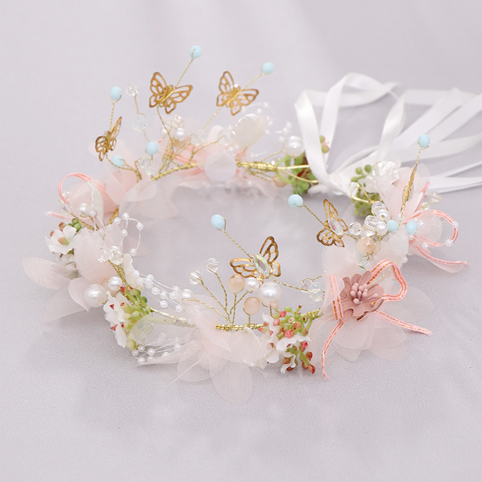 여성 소녀 꽃 머리띠 신부 나비 꽃 화관 헤어밴드 헤어 - Wedding Arch Flower 리뷰 및 가격