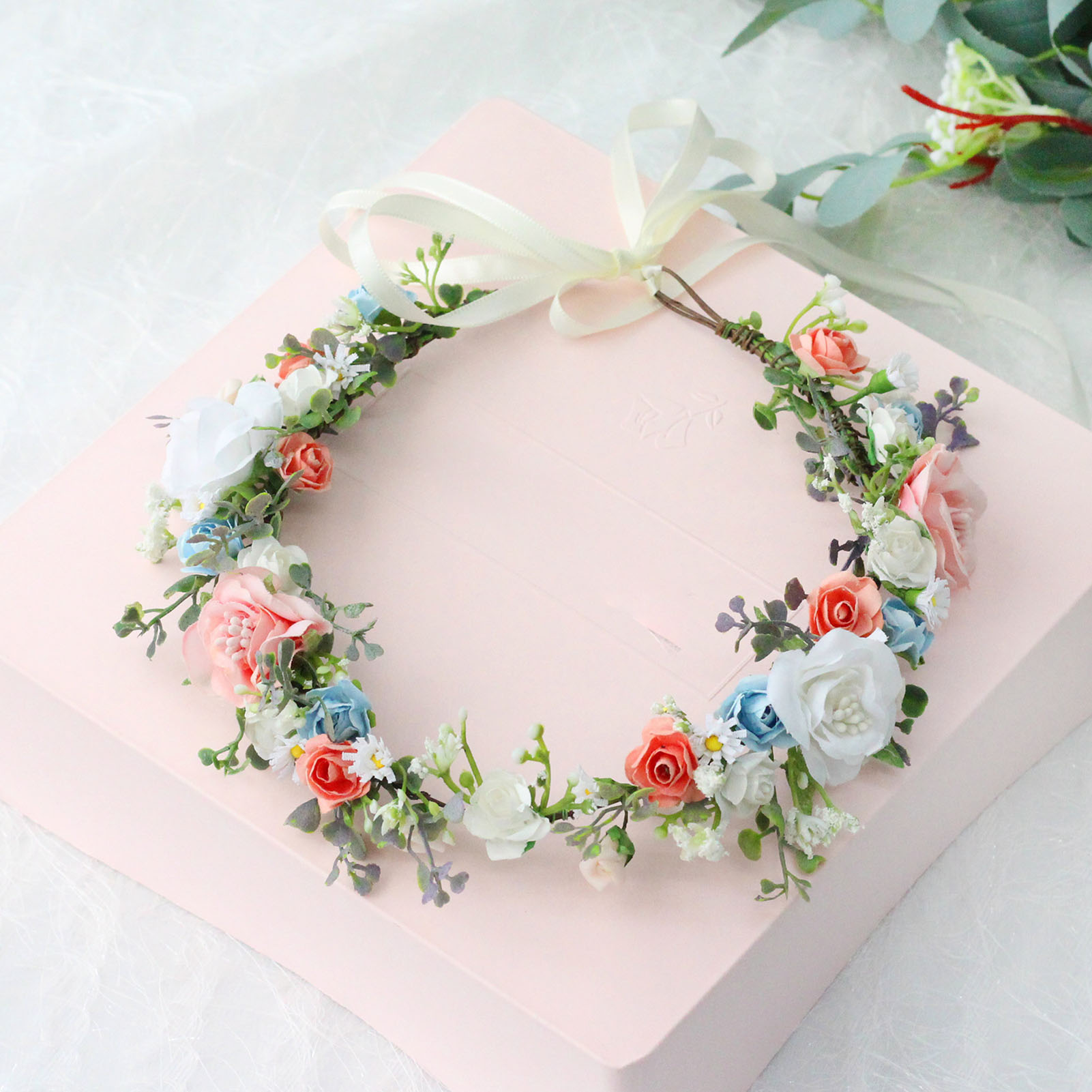 꽃 화환 리본 머리 장식이 있는 신부 화환 수제 헤어밴 - Wedding Arch Flower 리뷰 및 가격
